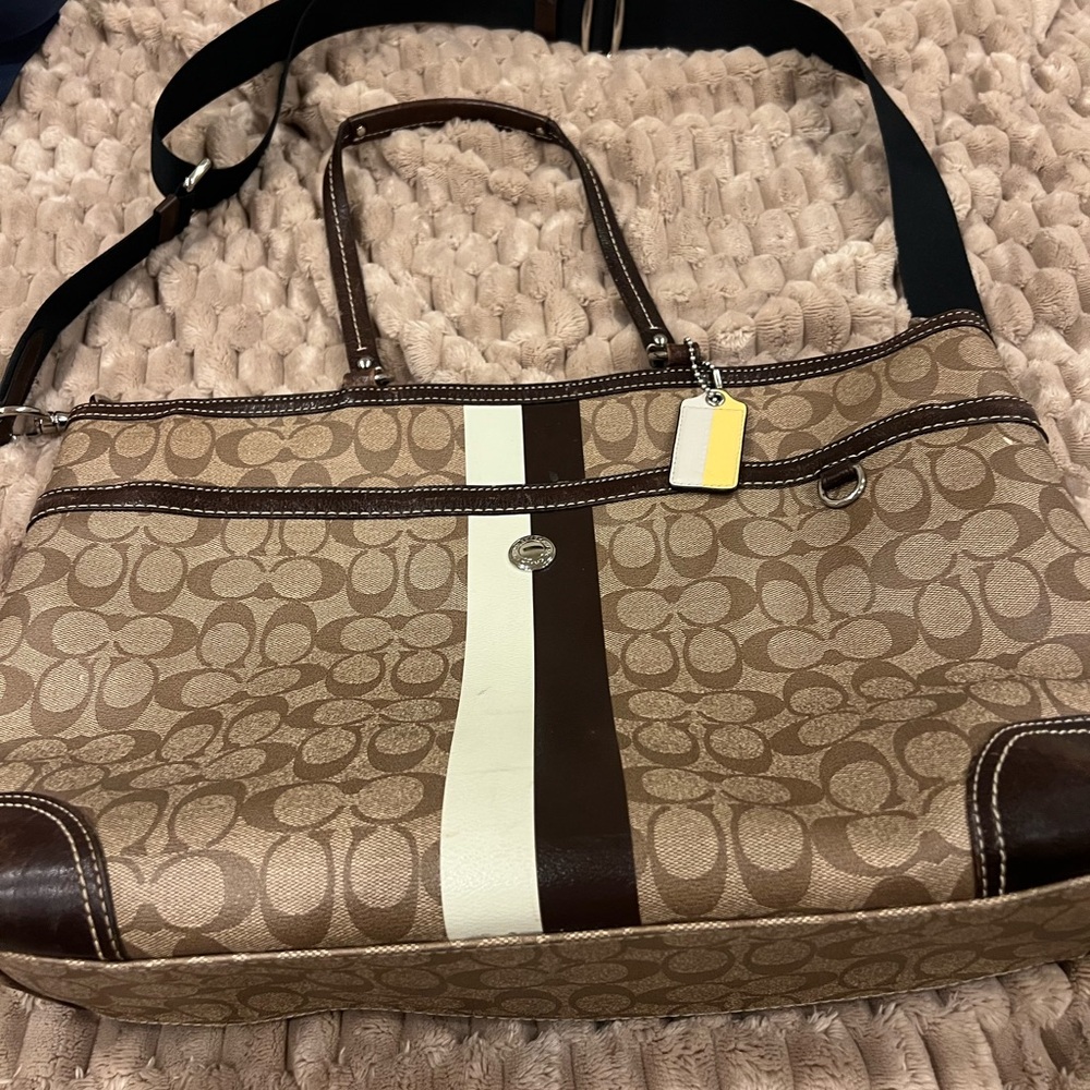 Brown and Cream Signature Coach Bag